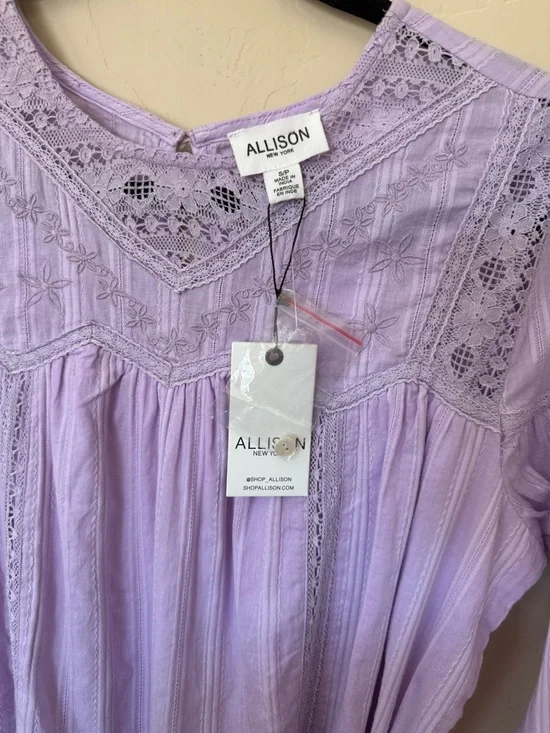 Allison New York Lavender Embroidered Lace Mini Dress Boho Cottagecore NWT Small - Picture 5 of 10